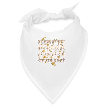 HARE KRISHNA Flowers / Sanskrit Maha - Mantra - Bandana - Weiß - Vorne