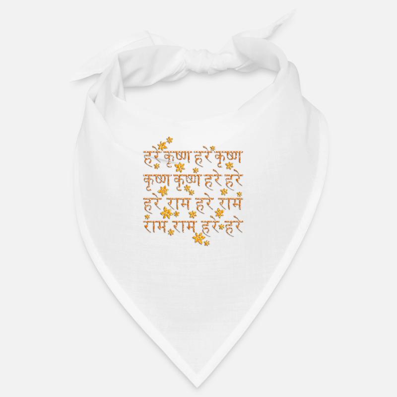 Hare Krishna Fleurs / sanskrit Maha - Mantra - Bandana - blanc