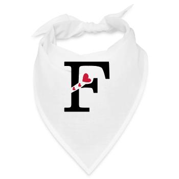Großbuchstabe F mit Herzen - Bandana - Weiß - Vorne