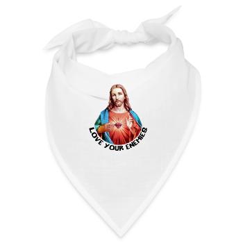 LOVE YOUR ENEMIES Jesus Christus Handsegen LINKS - Bandana - Weiß - Vorne