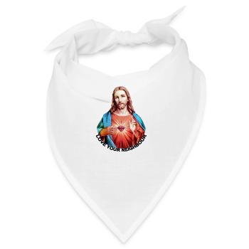 LOVE UR NEIGHBOUR Jesus Christus Handsegen LINKS - Bandana - Weiß - Vorne