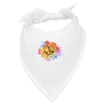 Shaka Gruß Handzeichen - Bandana - Weiß - Vorne
