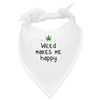 weed macht mich glücklich Cannabis Marihuana - Bandana - Weiß - Vorne