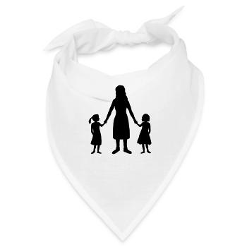 Silhouette 2 Töchter Mutter - Bandana - Weiß - Vorne