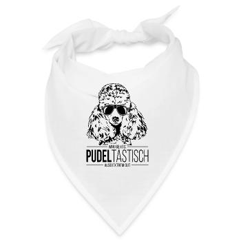 PUDELTASTISCH Zwergpudel Spruch Hundespruch Hunde - Bandana - Weiß - Vorne