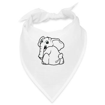 Elefant dreht sich um - überrascht, erschrocken - Bandana - Weiß - Vorne