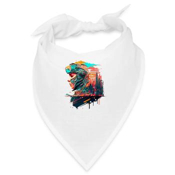 Science Fiction Pop Art mit Soldatin als Heldin - Bandana - Weiß - Vorne