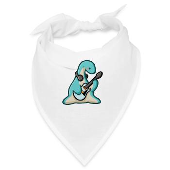 hugadino Dino mit E-Gitarre, süßer Dinosaurier - Bandana - Weiß - Vorne