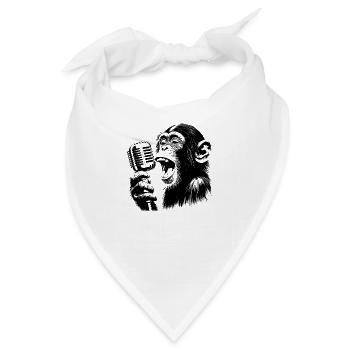 Affen Orchester Sänger mit Vintage Mikrophon - Bandana - Weiß - Vorne