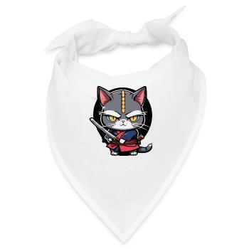 Samurai-Katze #8 - Bandana - Weiß - Vorne