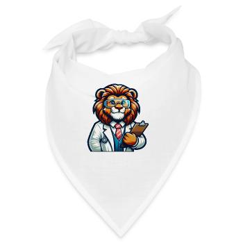 Cute Lion Scientist - Bandana - Weiß - Vorne