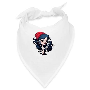 black headed gothic streamer with microphone - Bandana - Weiß - Vorne