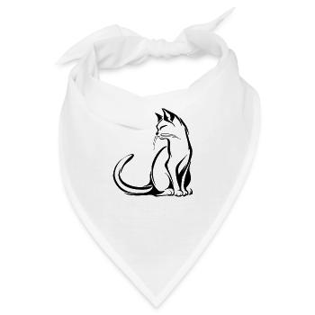 Katze, Katzenmotiv, Katzengesicht - Bandana - Weiß - Vorne