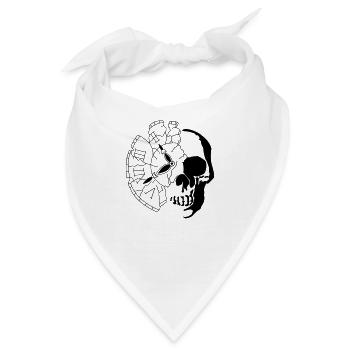 Schädel mit Uhr - Bandana - Weiß - Vorne