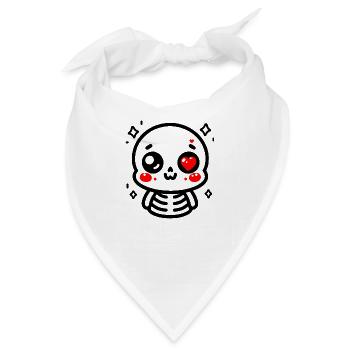 Rotes Herzauge Skelett - Bandana - Weiß - Vorne