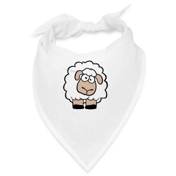 Schaf Guckt Doof Süß Niedlich Neugierig Cartoon - Bandana - Weiß - Vorne