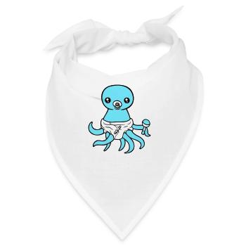 Oktopus Baby Rassel Windel Schnuller Kind geboren - Bandana - Weiß - Vorne