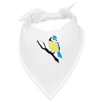 Blaumeise Vogel Meise - Bandana - Weiß - Vorne