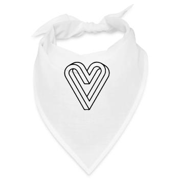 Impossible Heart, Optical Illusion - Bandana - Weiß - Vorne