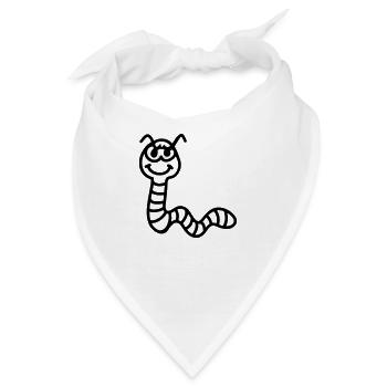 frecher Regenwurm - line - Bandana - Weiß - Vorne