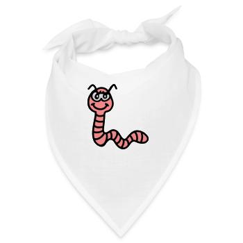 frecher Regenwurm - Bandana - Weiß - Vorne