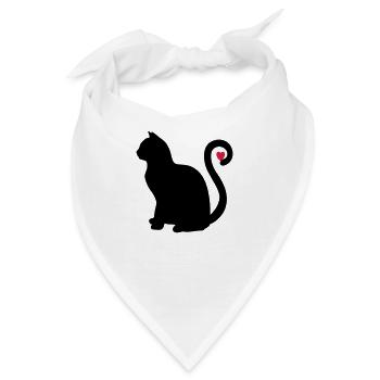 katze schwarz herz - Bandana - Weiß - Vorne