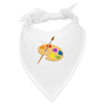 Farbpalette und Pinsel - Bandana - Weiß - Vorne