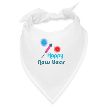 Happy New Year - Bandana - Weiß - Vorne
