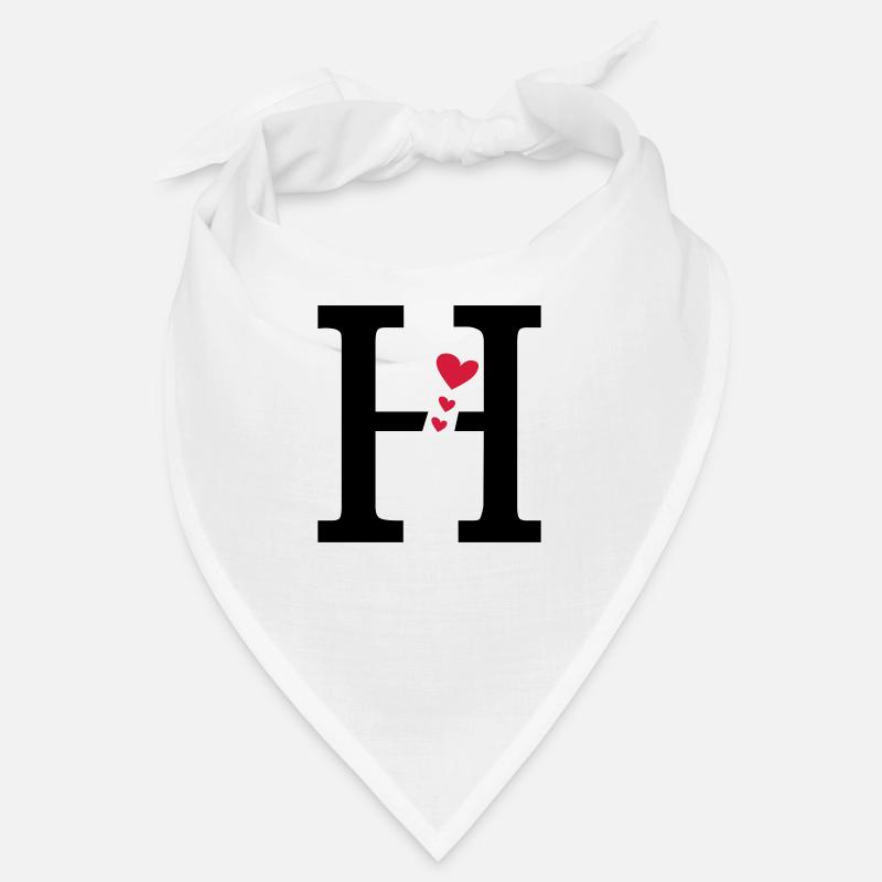Großbuchstabe H mit Herzen - Bandana - Weiß