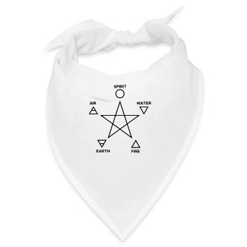 Pentagramm, Elemente, Magisches Symbol - Bandana - Weiß - Vorne