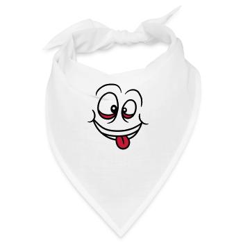 verruecktes gesicht augen mund zunge lustig grimas - Bandana - Weiß - Vorne