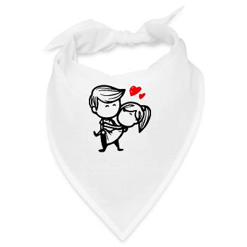verliebtes Paar mit Herz - Bandana - Weiß - Vorne