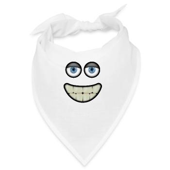 Lustiges lächelndes Gesicht mit Augen und großen Zähnen - Bandana - Weiß - Vorne