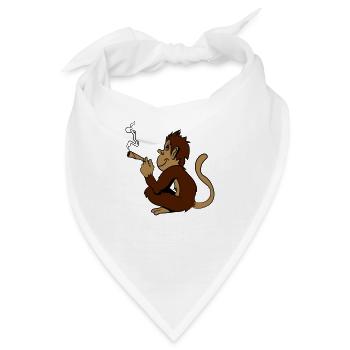 affe Weed Hanf - Bandana - Weiß - Vorne