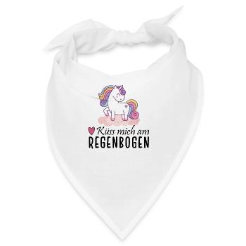 Einhorn - Küss mich am Regenbogen - Bandana - Weiß - Vorne