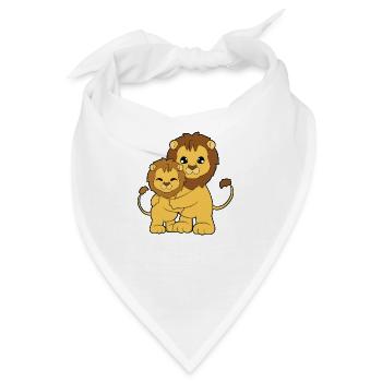 Löwe Familie Umarmen - Bandana - Weiß - Vorne
