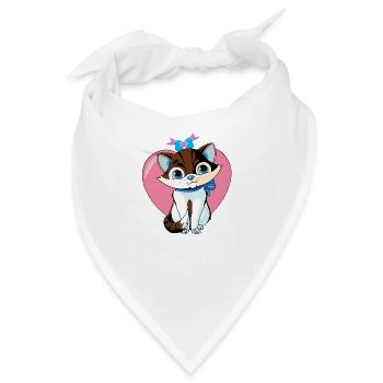 Katze im Herz - Bandana - Weiß - Vorne