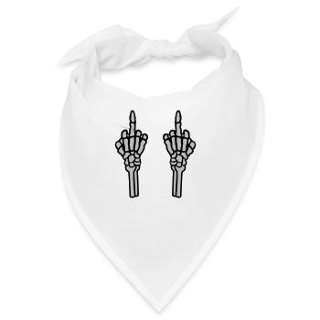 2 Hände Mittelfinger Knochen - Bandana - Weiß - Vorne