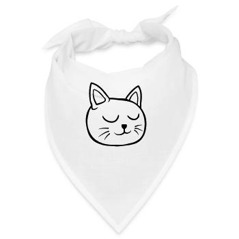 Augen geschlossen Katze schlafend - Bandana - Weiß - Vorne