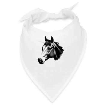 Pferd Skizze Bleistift Pferde Tier Porträts 2 - Bandana - Weiß - Vorne