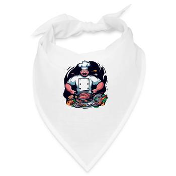 COOLES TSHIRT. EIN KOCH, DER EINE GROSSE MAHLZEIT ZUBEREITET - Bandana - Weiß - Vorne