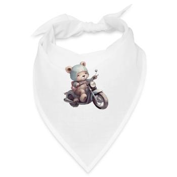 Teddybär Motorrad - Bandana - Weiß - Vorne