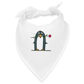 Pinguin als Rosenkavalier - Bandana - Weiß - Vorne