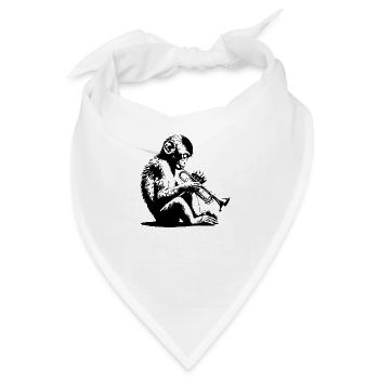 Affe spielt Trompete - Bandana - Weiß - Vorne