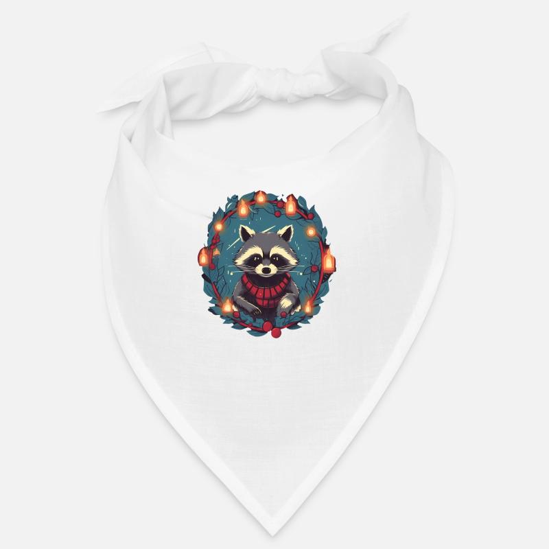 Racoon avec des ratons laveurs Xmas Elements - Bandana - blanc