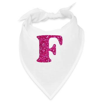 Buchstabe f rosa Glitzer - Bandana - Weiß - Vorne
