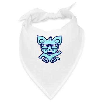 Nerd Katze Hornbrille Geek Winkt Schlaues Kätzchen - Bandana - Weiß - Vorne
