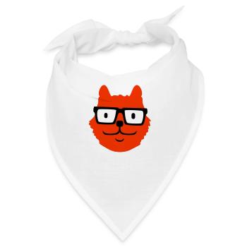 Schlaue Nerd Katze Hornbrille Geek Kätzchen Brille - Bandana - Weiß - Vorne