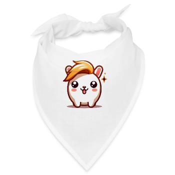 Süßer Hamster mit Frisur - Bandana - Weiß - Vorne