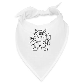 Schaf Teufel Satan Hölle Böse Dreizack Hörner Cool - Bandana - Weiß - Vorne